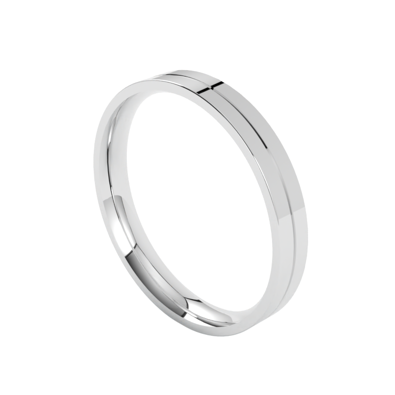 Wąska płaska obrączka ślubna z białego złota